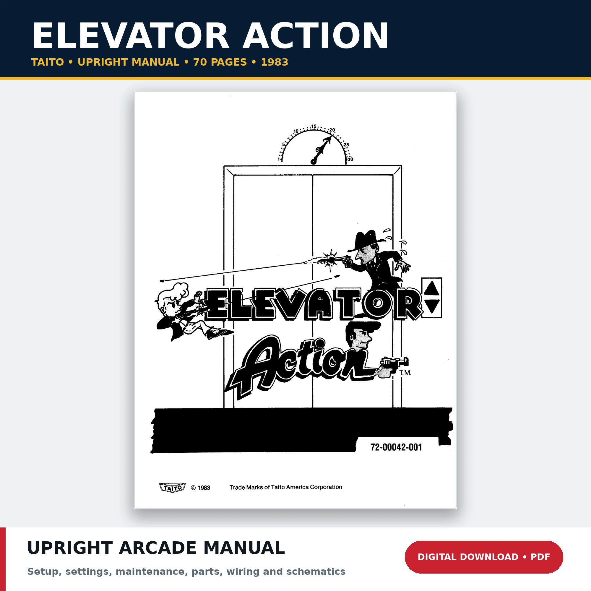 Taito Elevator Action upright arcade manual 72-00042-001 PDF download
