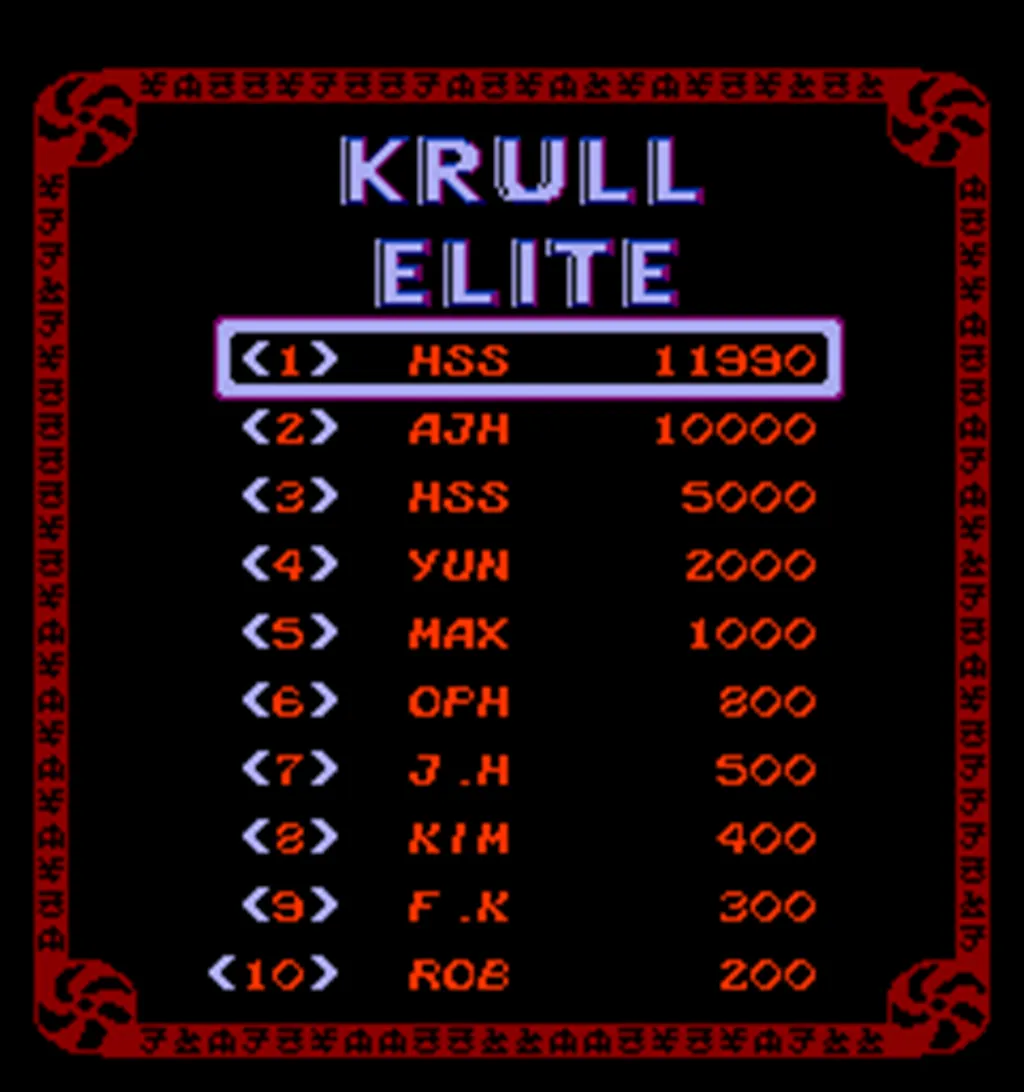 Krull Arcade Free Play and High Score Save Kit