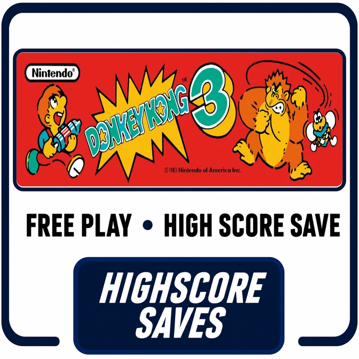 Donkey Kong 3 Free Play and High Score Save Kit