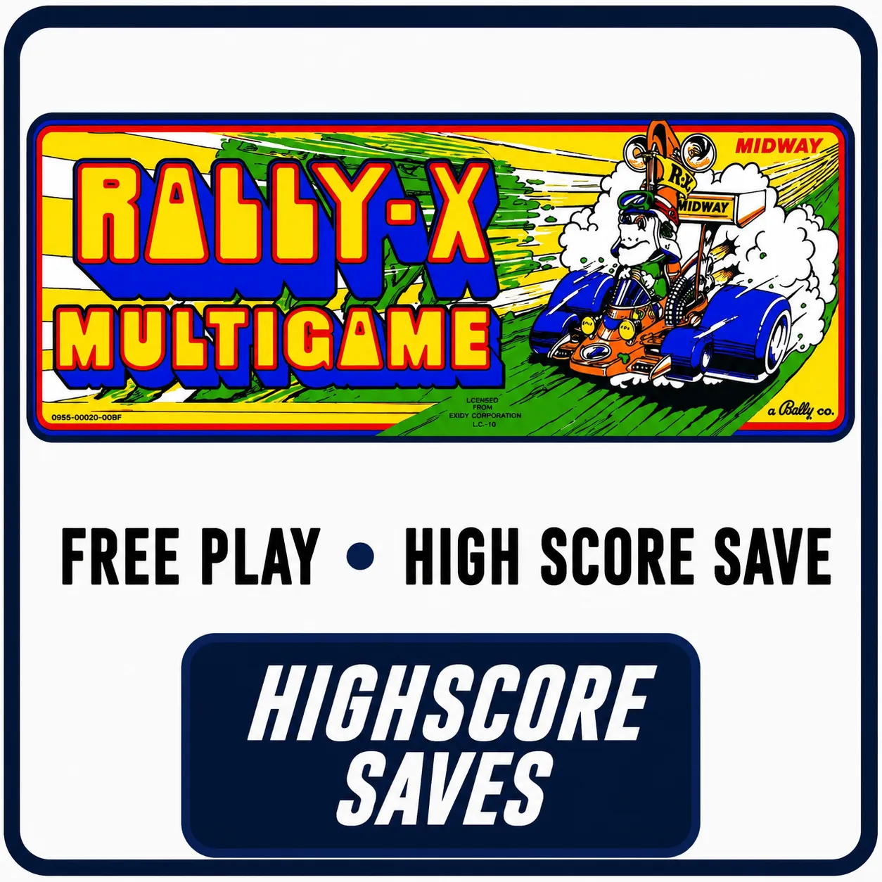 Rally X | New Rally X Multigame Free Play and High Score Save Kit