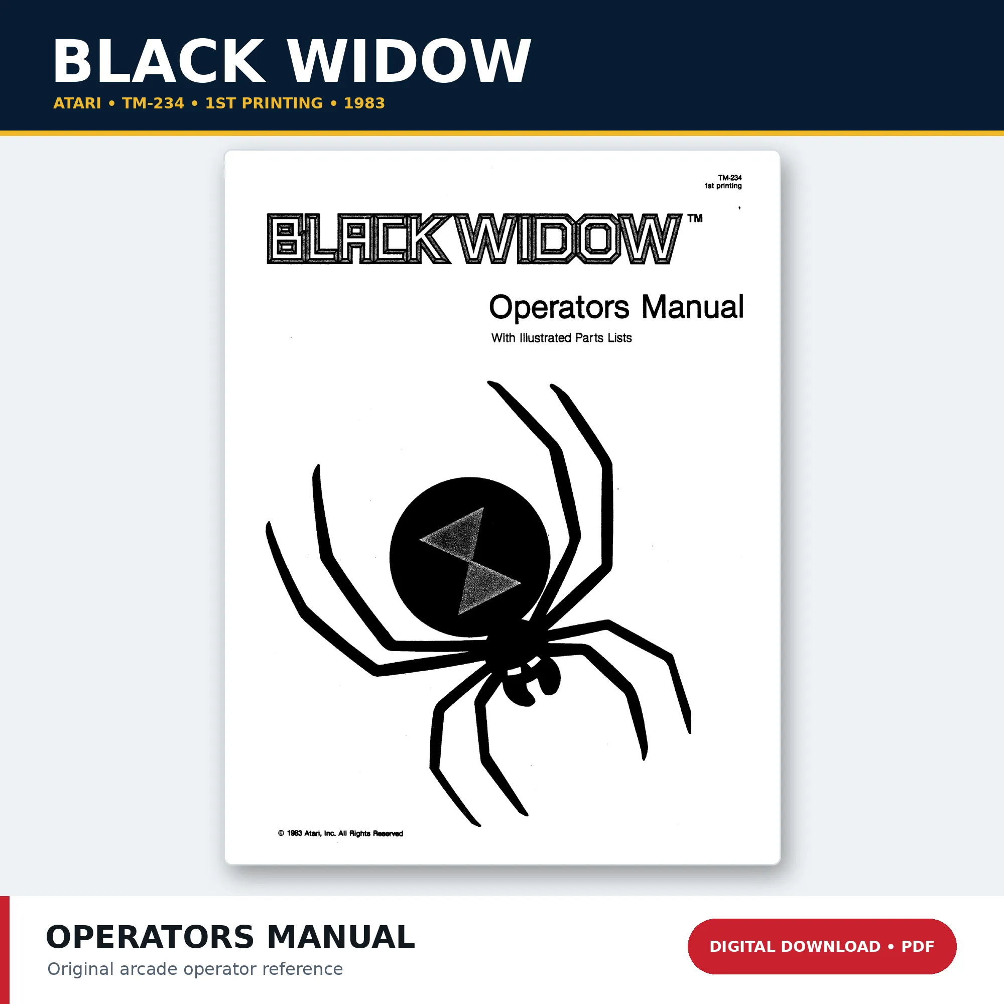 Atari Black Widow operators manual TM-234 first printing PDF download