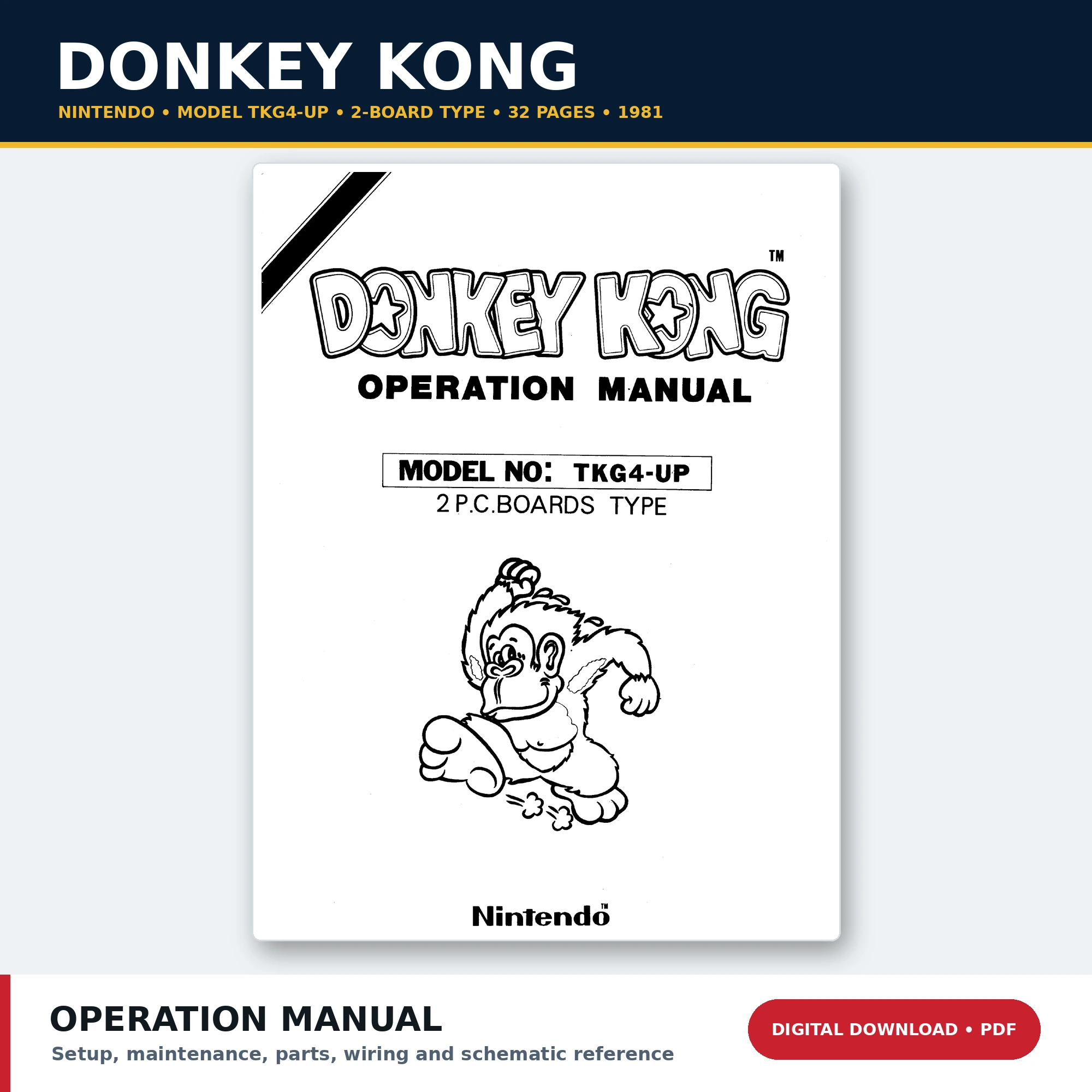 Nintendo Donkey Kong TKG4-UP two-board operation manual PDF download