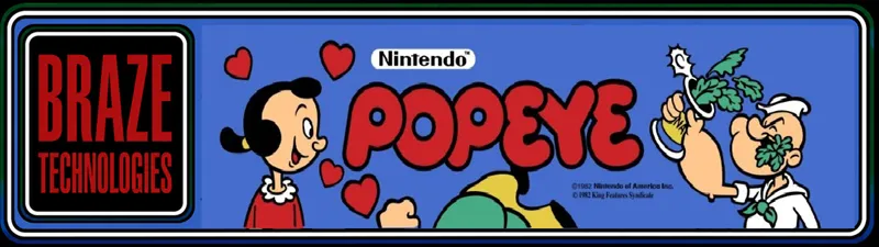 Braze Popeye Free Play and High Score Save Kit installation guide marquee