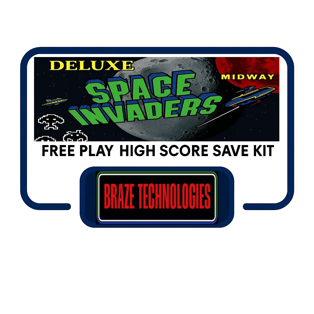 Braze Space Invaders Deluxe Multigame Free Play and High Score Save Kit