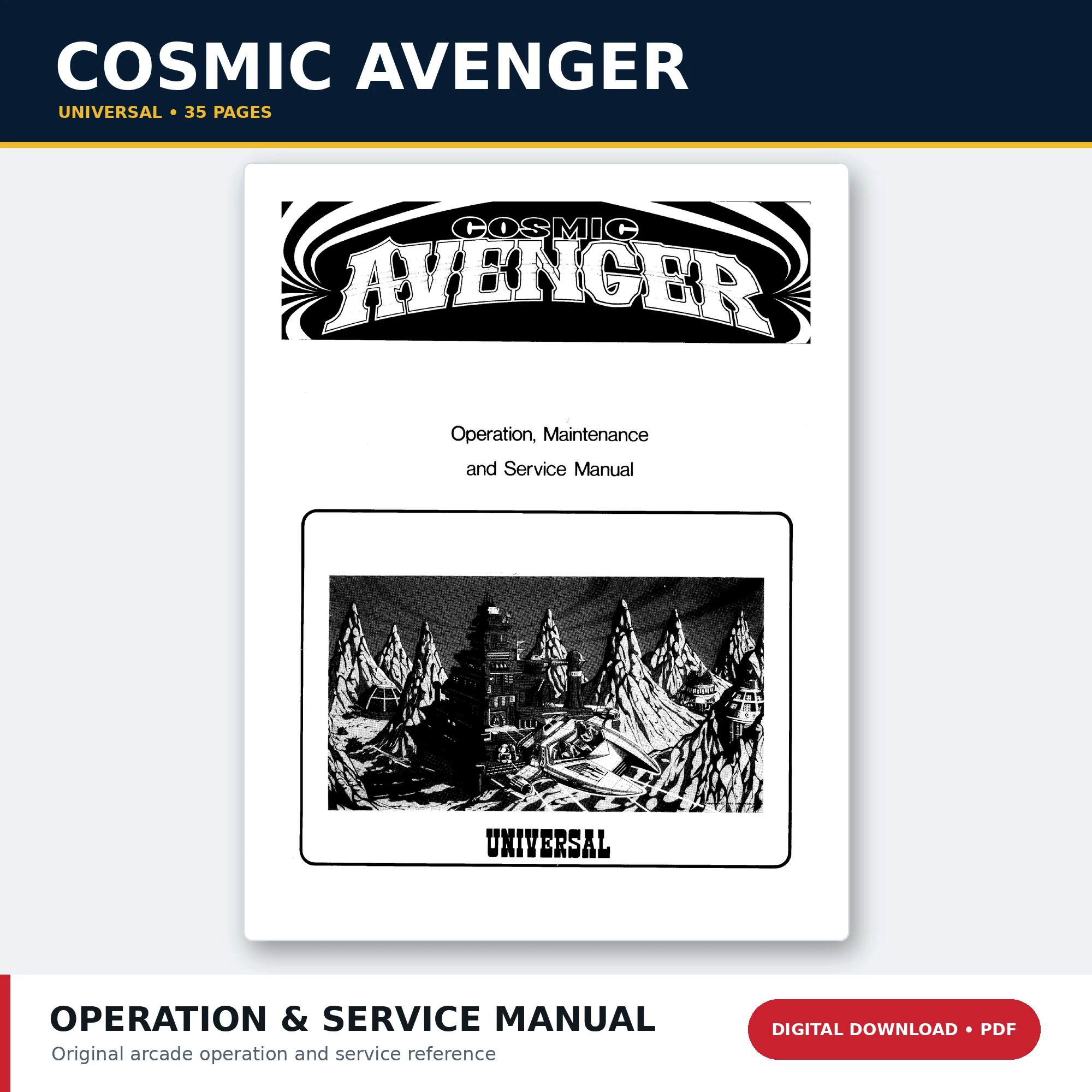 Universal Cosmic Avenger operation maintenance and service manual PDF download