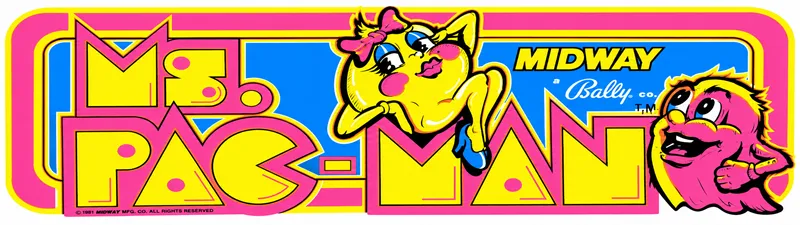 Ms. Pac-Man Free Play and High Score Save Kit installation guide marquee