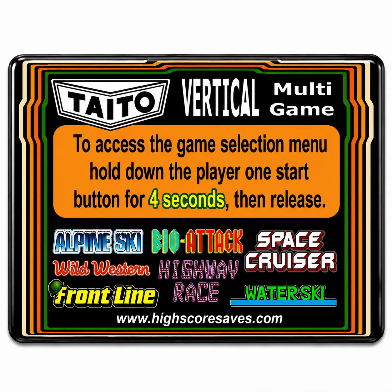 Frontline Vertical Taito Multigame Instruction Magnet