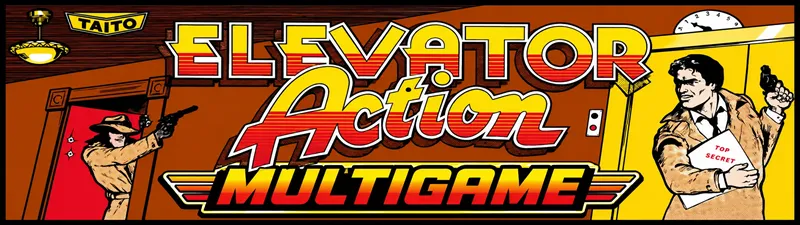 Elevator Action Multigame Free Play and High Score Save Kit installation guide marquee