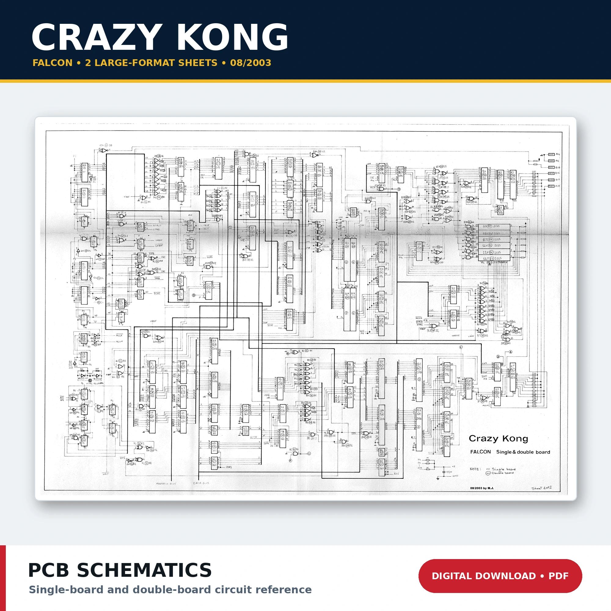Falcon Crazy Kong single-board and double-board PCB schematics PDF download