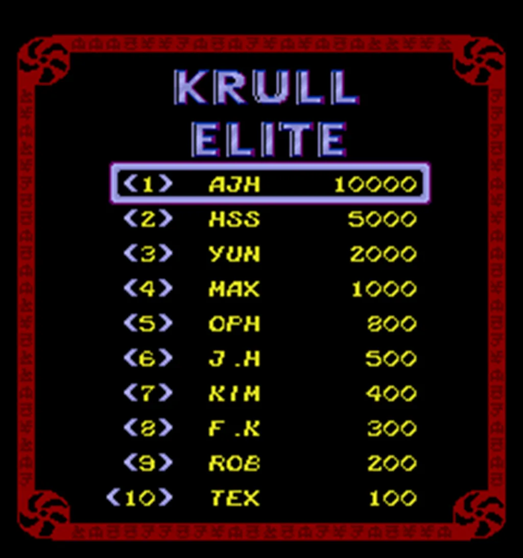 Krull Arcade Free Play and High Score Save Kit
