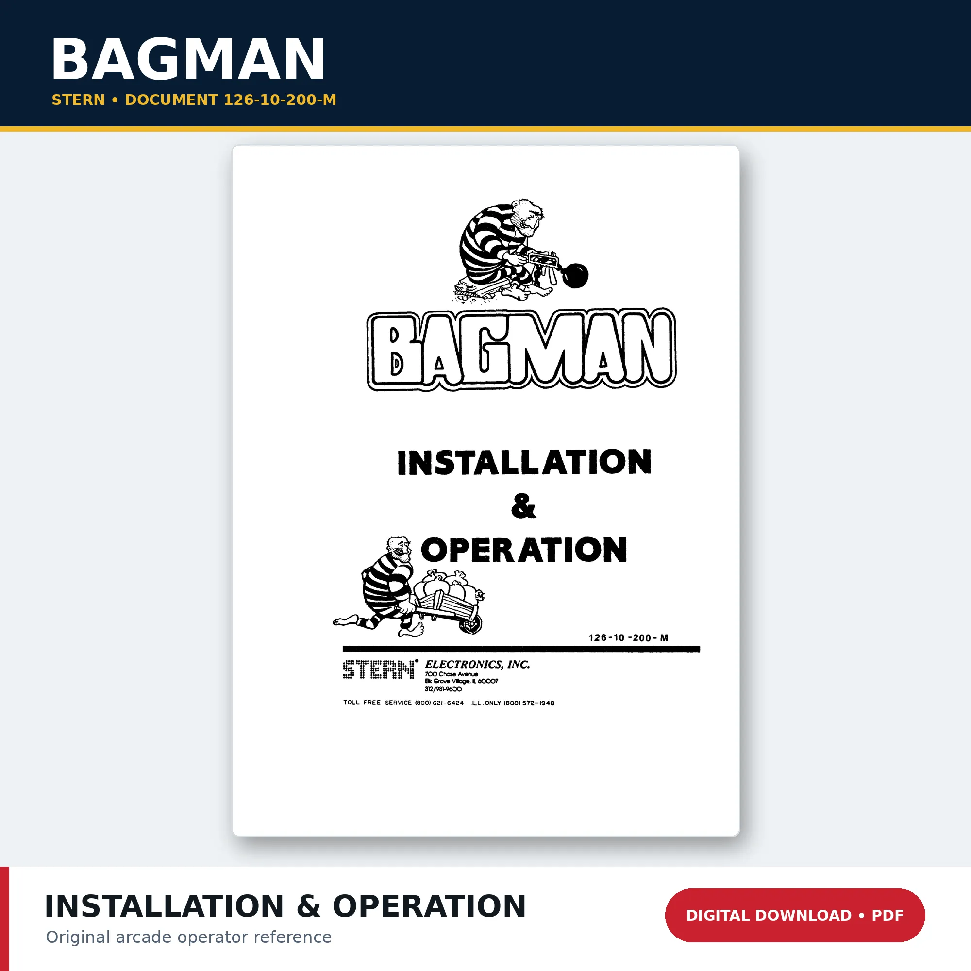Stern Bagman installation and operation manual 126-10-200-M PDF download