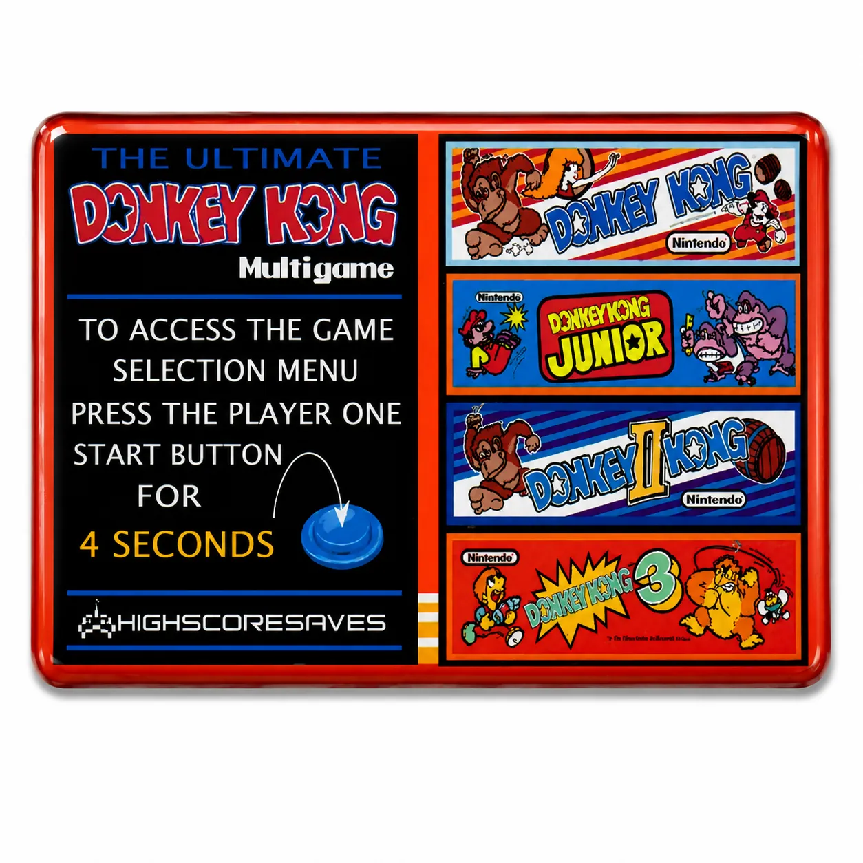 Ultimate Donkey Kong 3DK Multigame Instruction Magnet