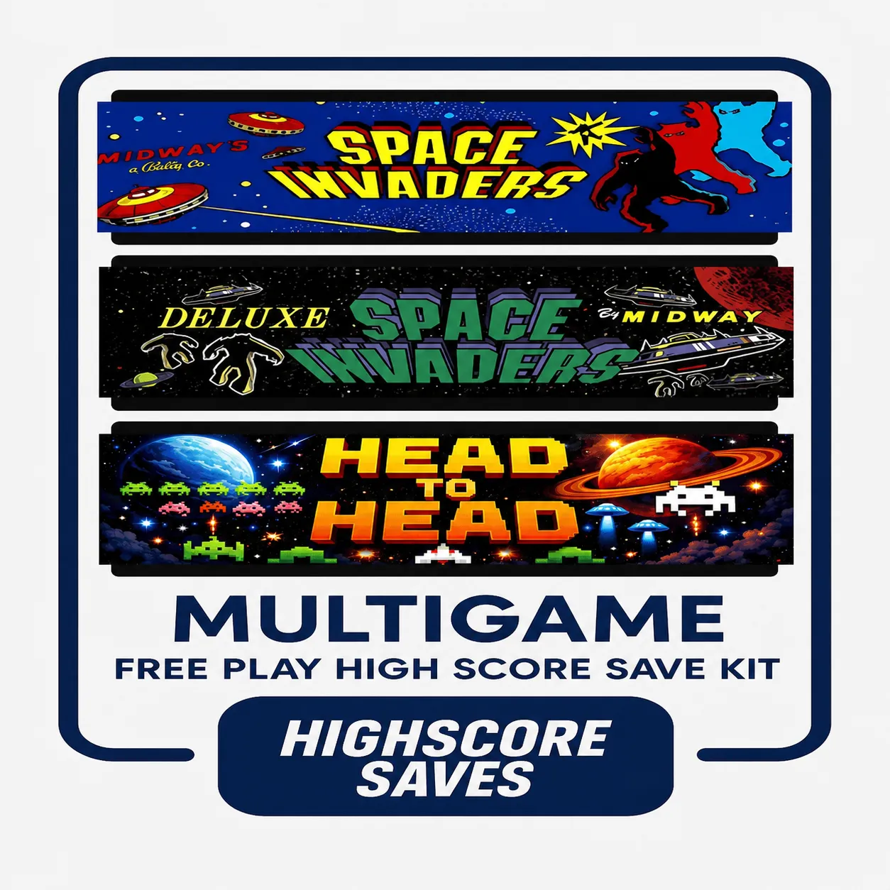 Space Invaders Multigame Free Play and High Score Save Kit Arcade Upgrade