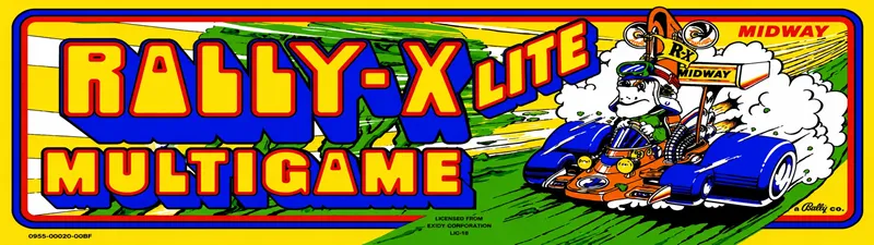 Rally-X Lite Multigame Free Play and High Score Save Kit arcade marquee