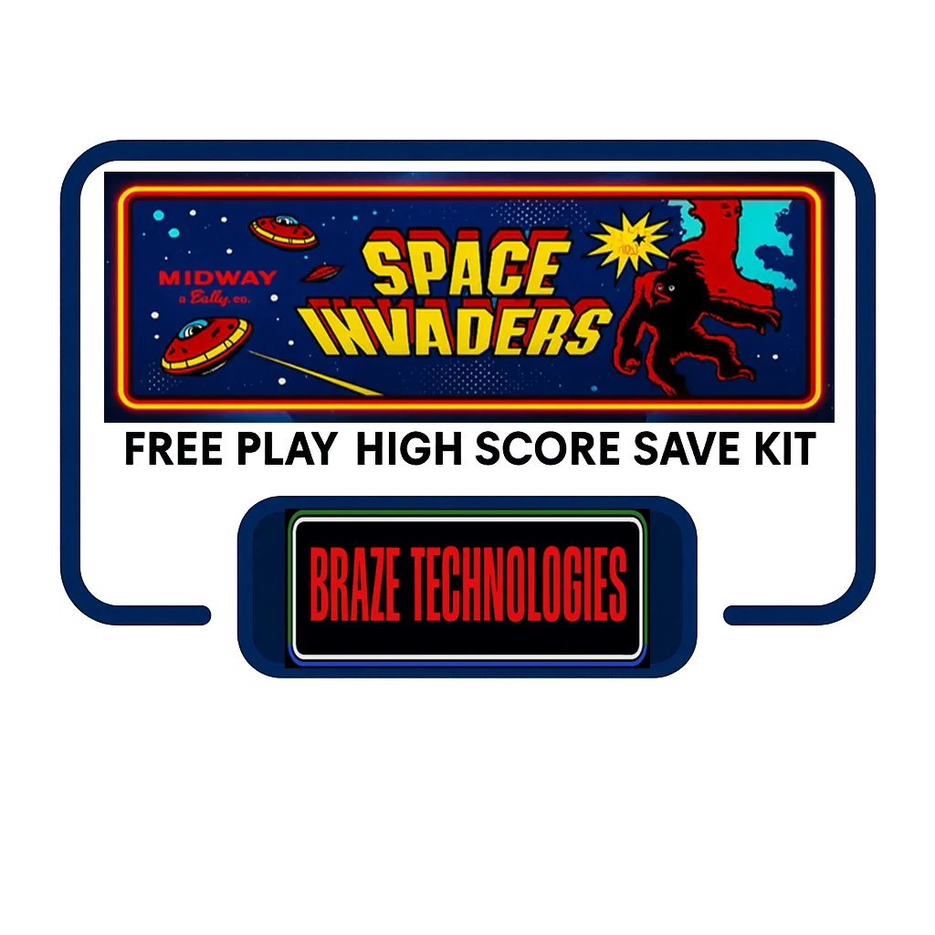 Braze Space Invaders Multigame Free Play and High Score Save Kit