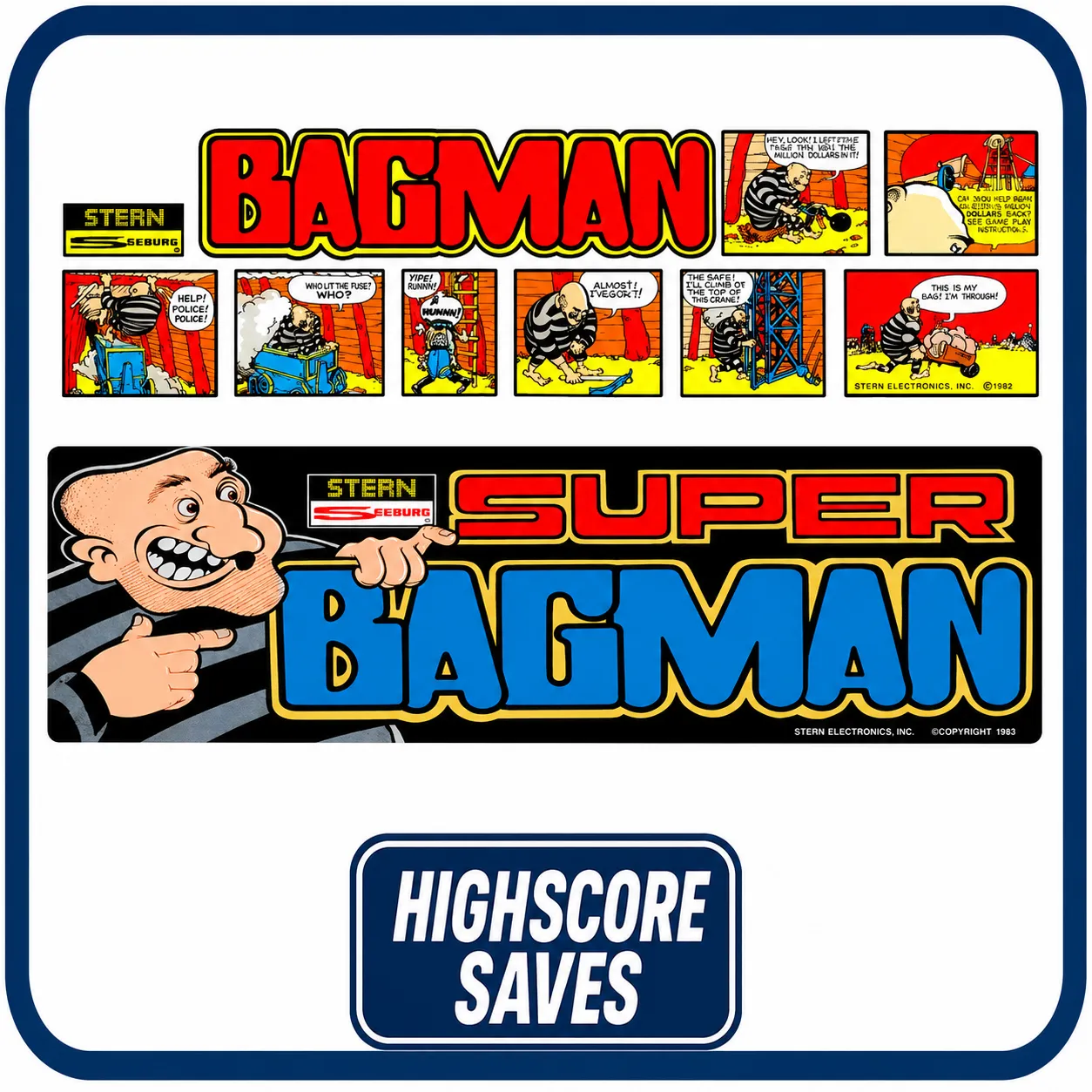 Bagman Multigame Free Play and High Score Save Kit
