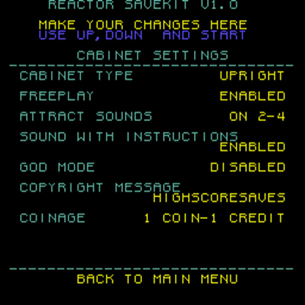 Reactor Arcade Free Play and High Score Save Kit