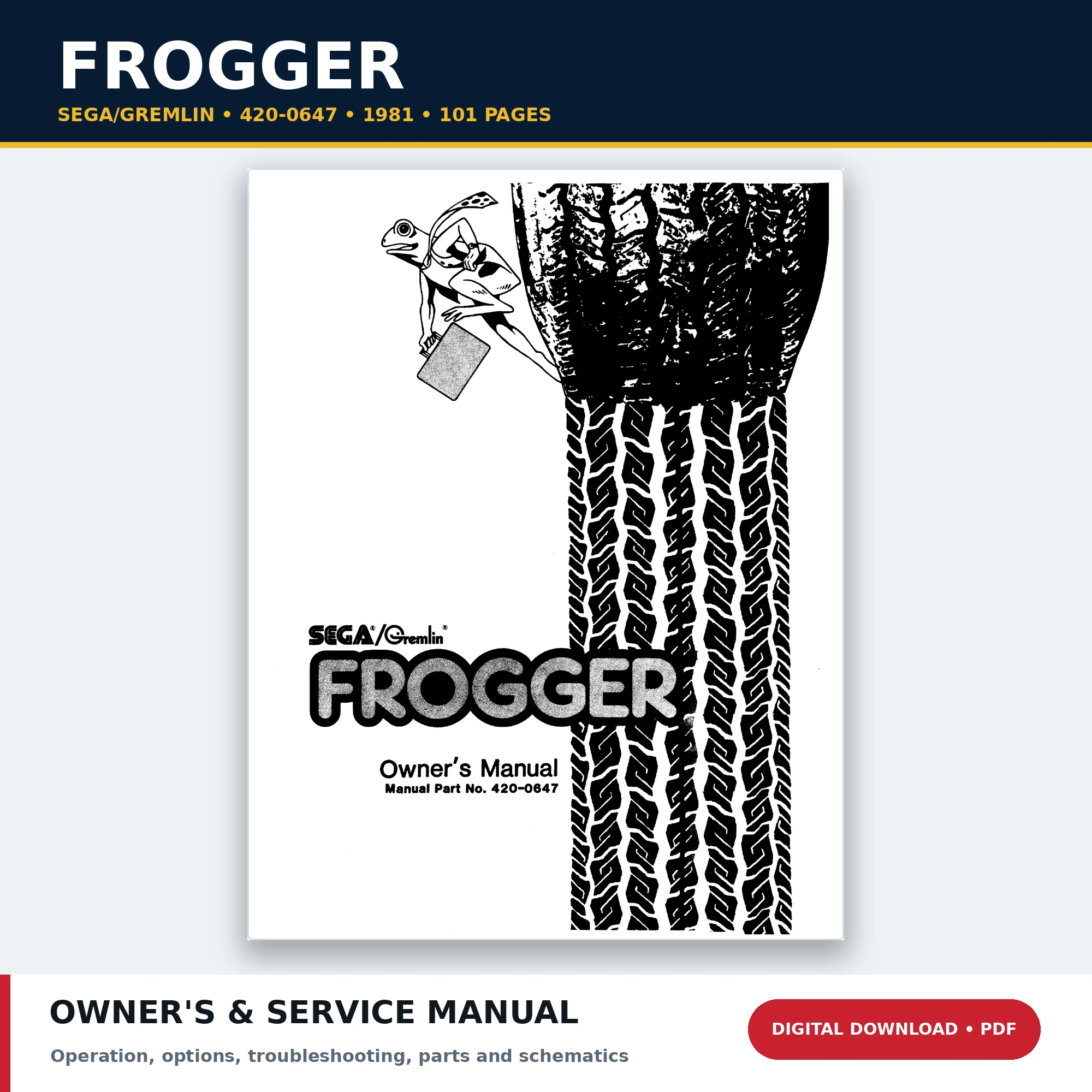 Sega Gremlin Frogger 420-0647 owner's and service manual PDF download