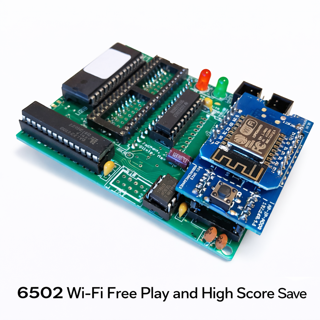 6502 Wi-Fi Free Play and High Score Save Kit arcade PCB with wireless module for online global high score leaderboards and free play