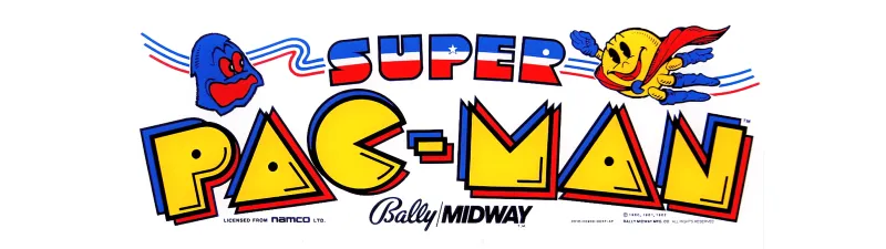 Super Pac-Man Free Play and High Score Save Kit installation guide marquee