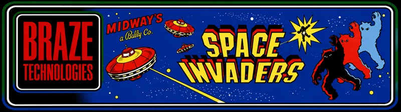 Braze Space Invaders Multigame Free Play and High Score Save Kit installation guide marquee