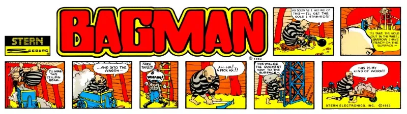 Bagman Free Play and High Score Save Kit installation guide marquee