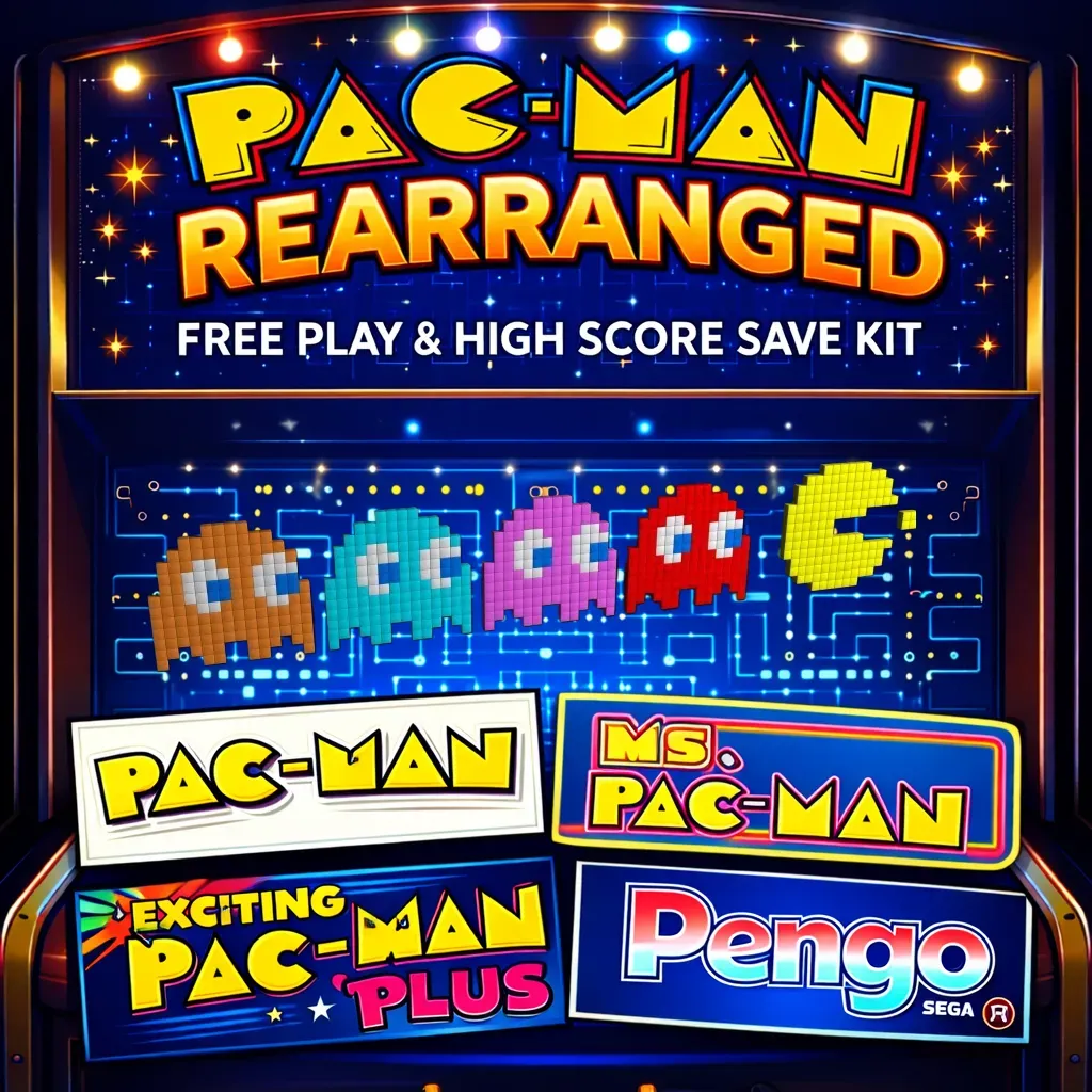 Pacman Rearranged Multigame Free Play and High Score Save Kit