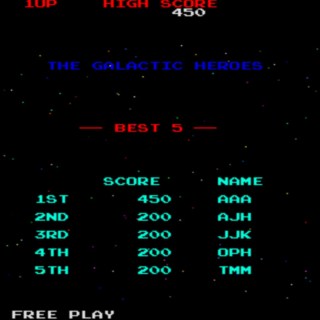 Galaga High Score Table – Free Play and High Score Save Kit for arcade game Galaga arcade high score table with Free Play and High Score Save Kit installed