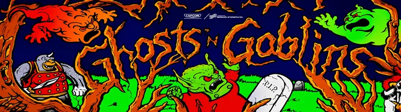 Ghosts 'n Goblins Free Play and High Score Save Kit installation guide marquee