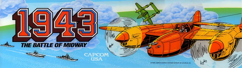 1943 Free Play and High Score Save Kit arcade marquee