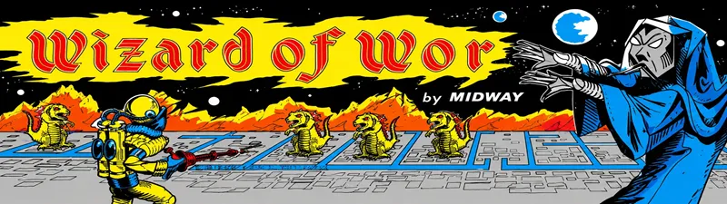 Wizard of Wor Free Play and High Score Save Kit installation guide marquee