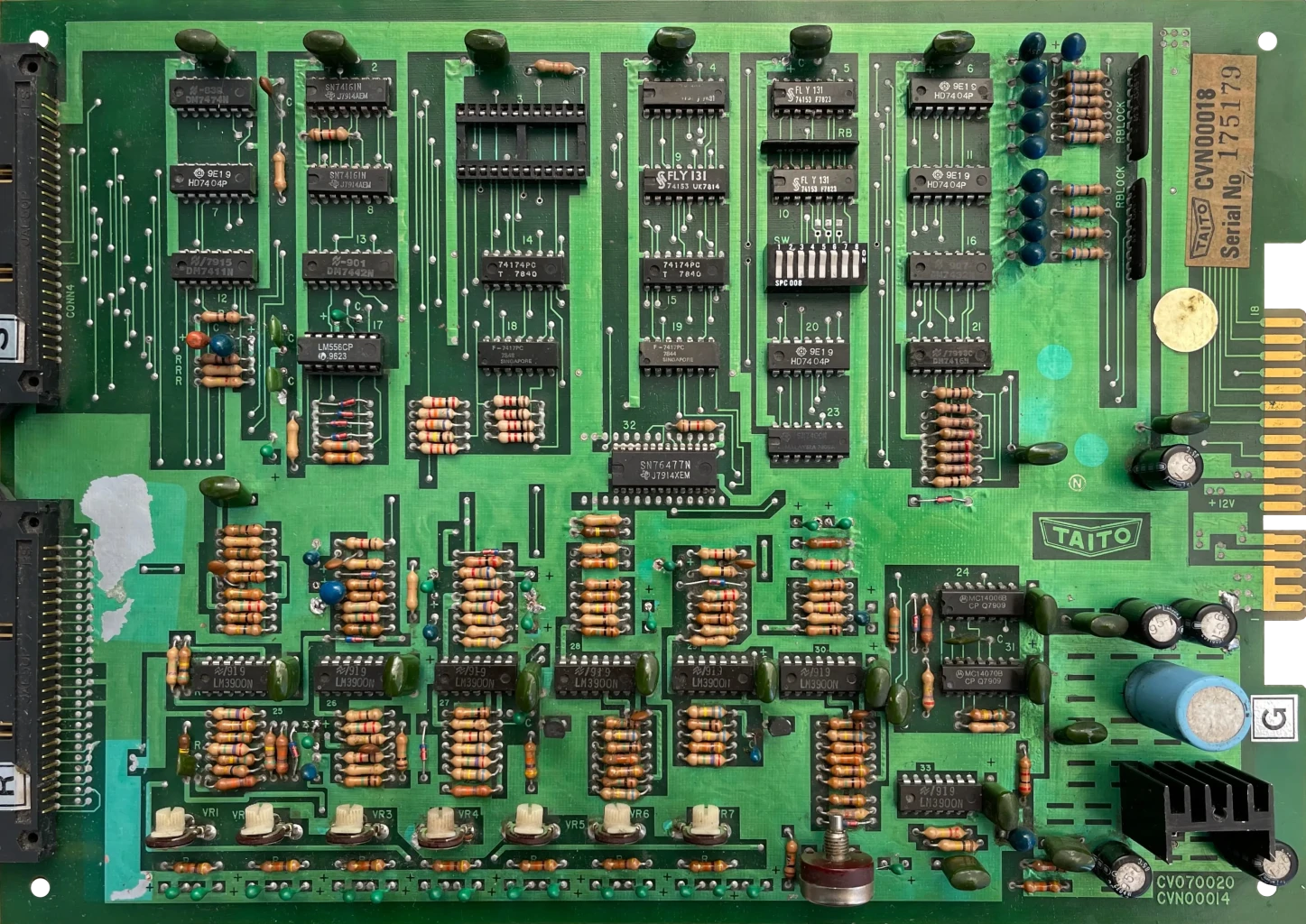 Taito Space Invaders CV070020 Sound I/O and Shifter PCB with an empty 24-pin socket