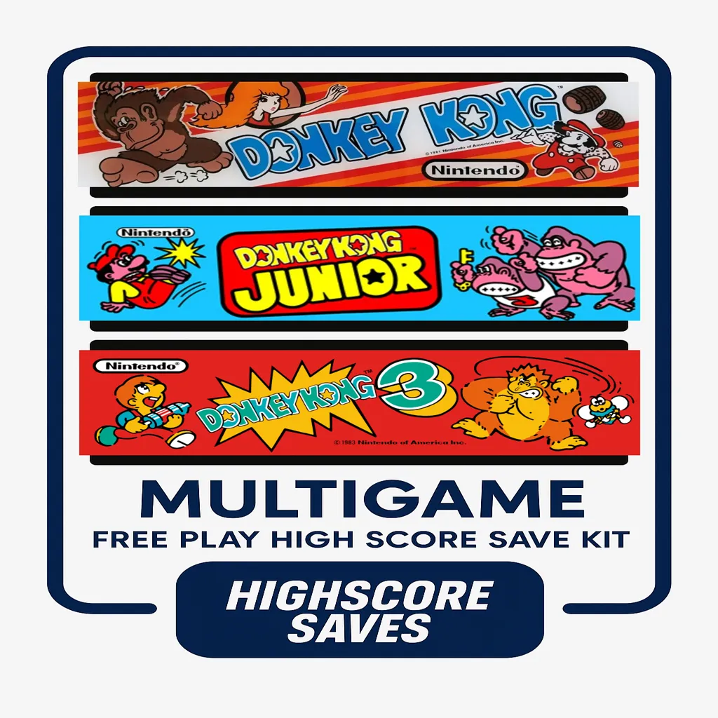 Donkey Kong Rearranged Multigame Free Play and High Score Save Kit