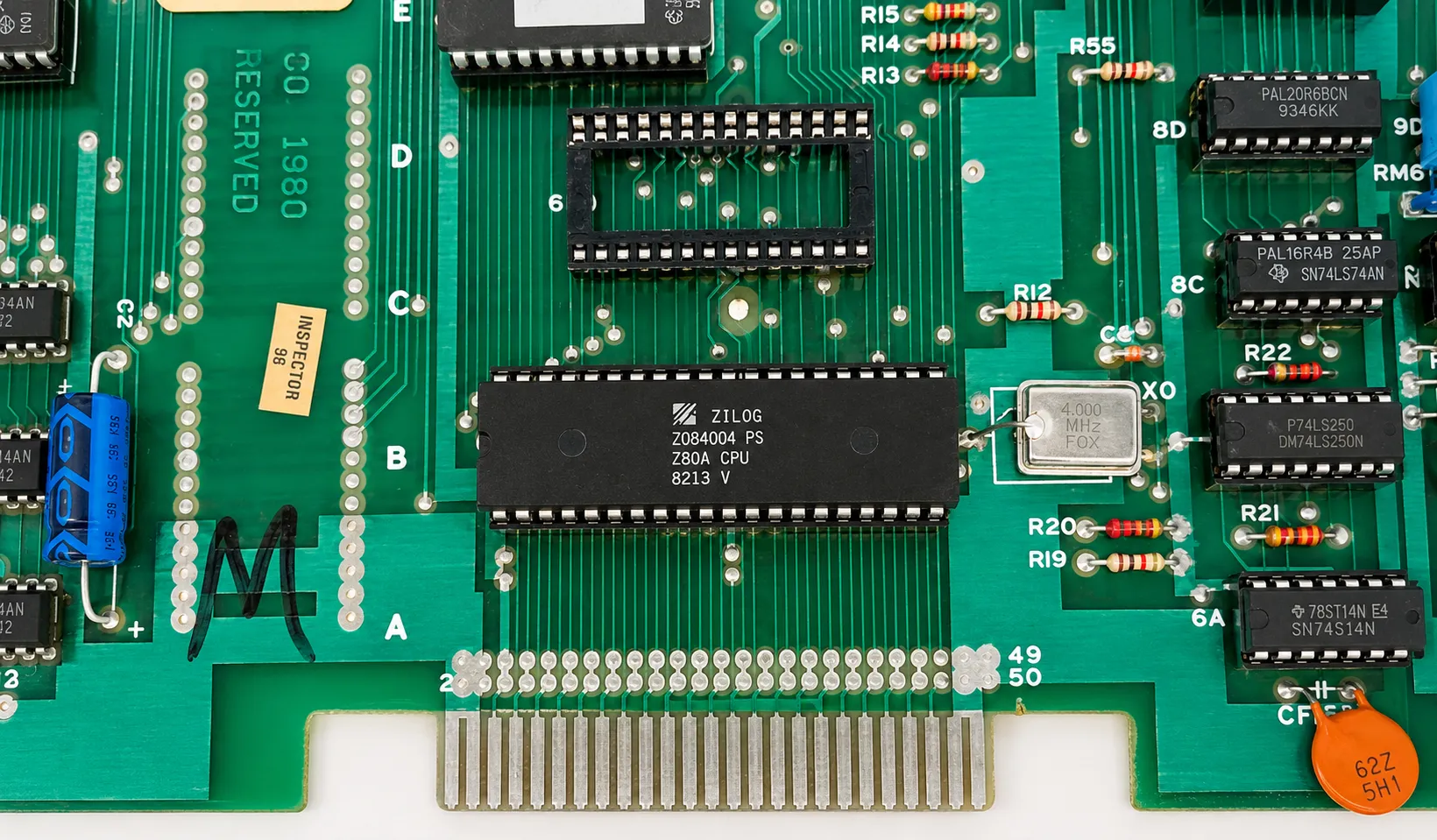 Original Midway Pac-Man arcade PCB Z80 CPU and socket identification area