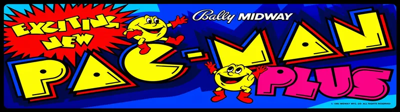 Pac-Man Plus Free Play and High Score Save Kit installation guide marquee